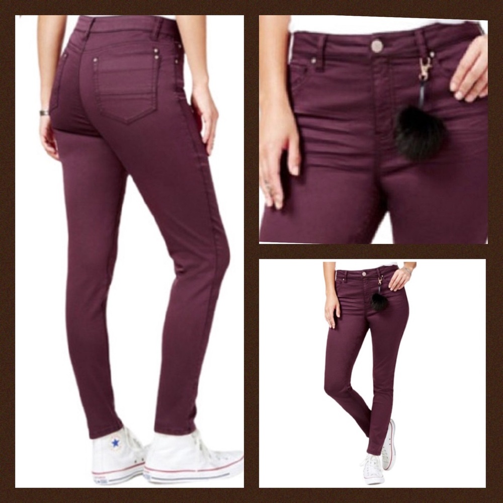 🥀NWT Tinseltown Juniors' High-Rise Raw-Hem Skinny Jeans Eggplant Size 3/26🥀